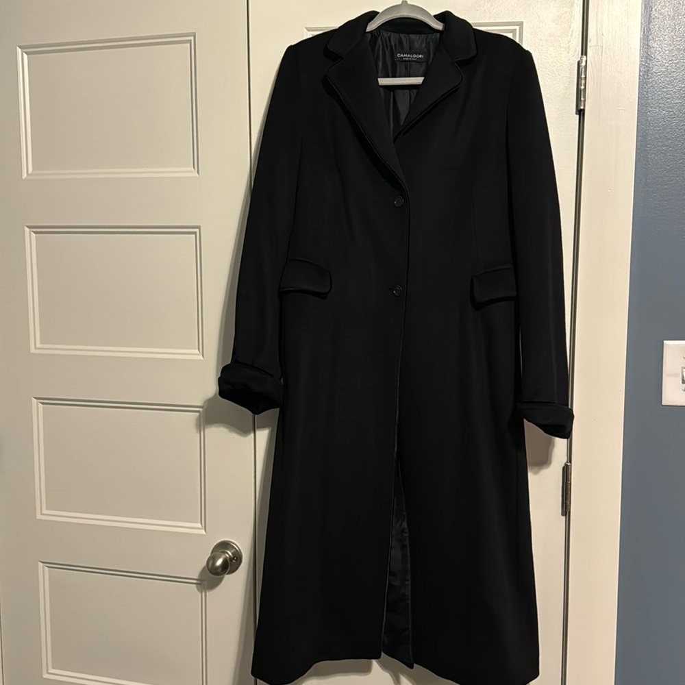 Vintage Camalgori black 100% cashmere long coat size 42 (US size 12/L)